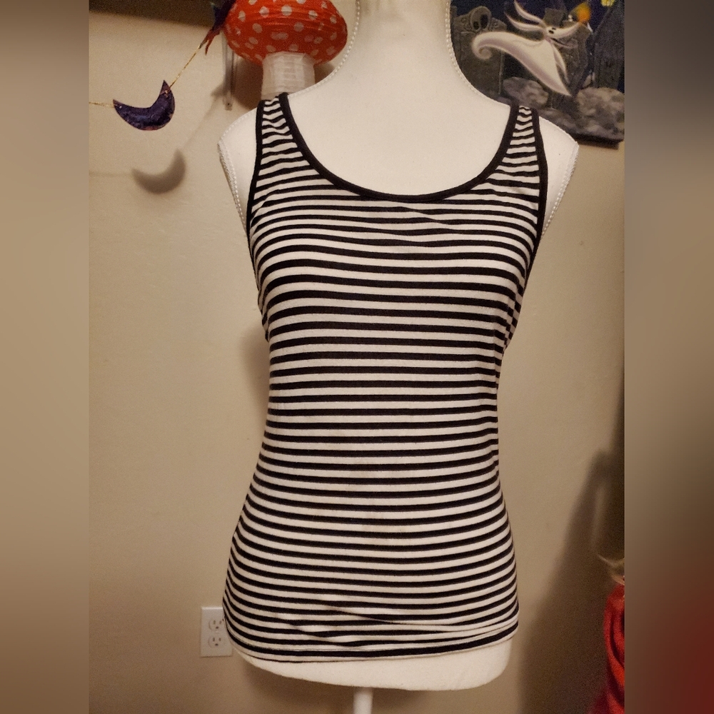 H&M Black and White Striped Tank Top
